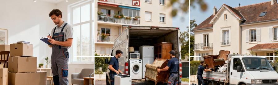Trois volumes débarras différents à Trappes : studio, appartement F3 et maison complète avec équipes professionnels