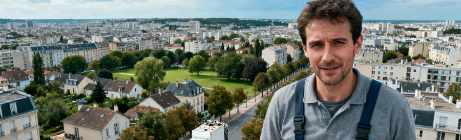 Zone Intervention Professionnels Antony 92 Vue aérienne d'Antony et communes voisines avec camionnette de professionnels du débarras en intervention