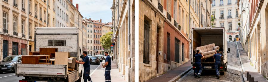 Accessibilite Camion Demenagement Lyon 7 Terrain Plat Comparaison accessibilité débarras : camion stationné facilement en zone plate Lyon 7 versus rue pentue difficile