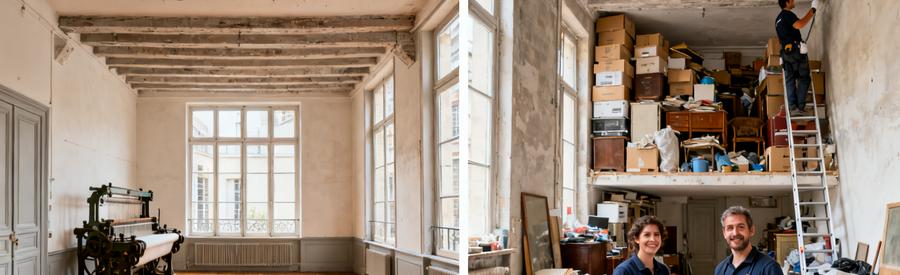 Appartement canut typique du plateau de la Croix-Rousse avec ses quatre mètres de hauteur sous plafond caractéristiques