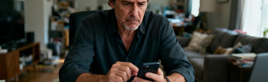 Appel Direct Debarrasseur Incertitude Tarif Homme préoccupé au téléphone, documents et bloc-notes sur son bureau, illustrant l'incertitude des tarifs sans comparaison de débarrasseurs.