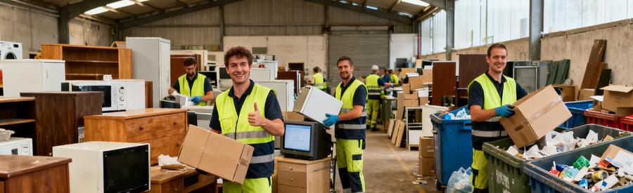 Centre Tri Recyclage Dechets Demenagement Centre de tri professionnel où les objets issus de débarras sont triés pour recyclage et réemploi responsable