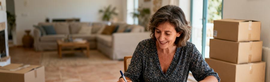 Comparaison Devis Professionnels Agde Femme comparant plusieurs devis de débarrasseurs professionnels à Agde pour choisir la meilleure offre