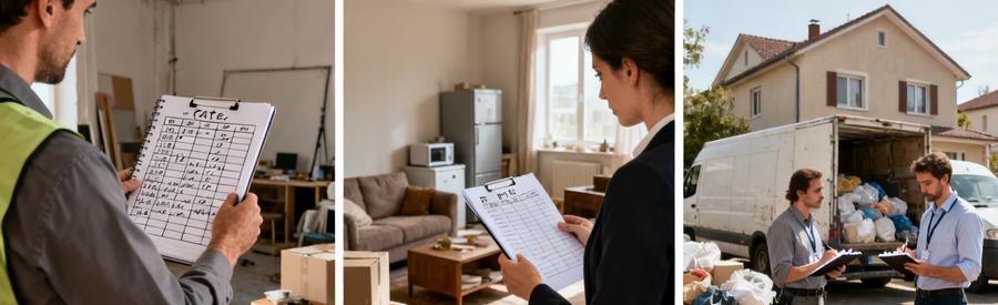 Comparaison Tarifs Professionnels Volumes Comparaison tarifaire pour différents volumes : studio, appartement F3 et maison complète avec professionnels