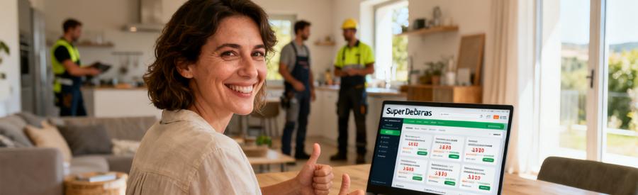 Consultation Offres Professionnels Lunel Herault Femme consultant plusieurs offres de professionnels sur ordinateur pour son projet à Lunel dans l'Hérault