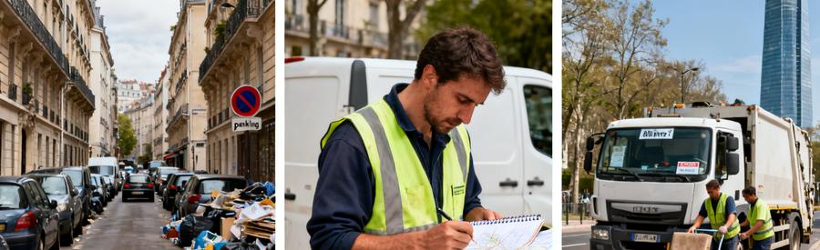 Contraintes Stationnement Demenagement Urbain 92 Professionnels gérant les contraintes de stationnement et circulation pour un débarras en zone urbaine dense du 92