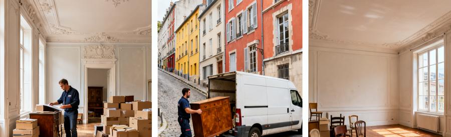 Débarras complet d'un grand appartement à Lyon 4ème : évaluation, chargement et résultat final dans logement Croix-Rousse