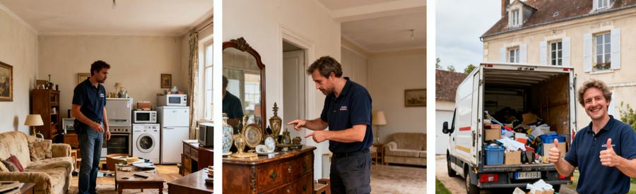 Processus de débarras gratuit à Beauvais : évaluation des meubles, tri des objets de valeur, enlèvement par professionnel