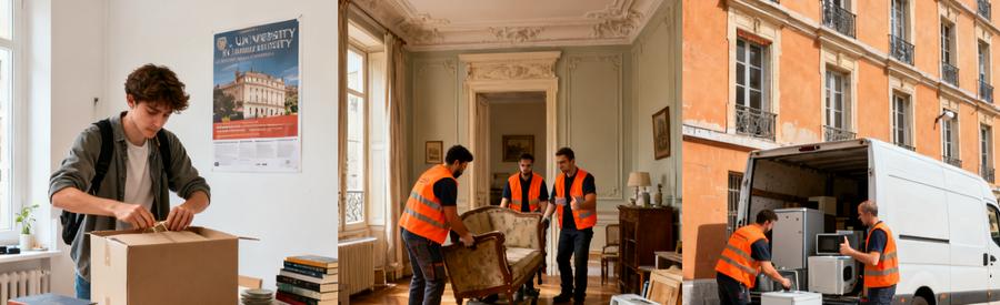 Diversite Profils Demenagements Lyon 7eme Trois situations de débarras typiques du 7ème arrondissement : studio étudiant, succession et évacuation d'encombrants