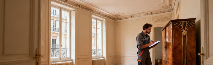 Evaluation Meuble Ancien Appartement Lyon 6 Débarrasseur professionnel évaluant une commode ancienne dans un appartement du 6ème arrondissement de Lyon