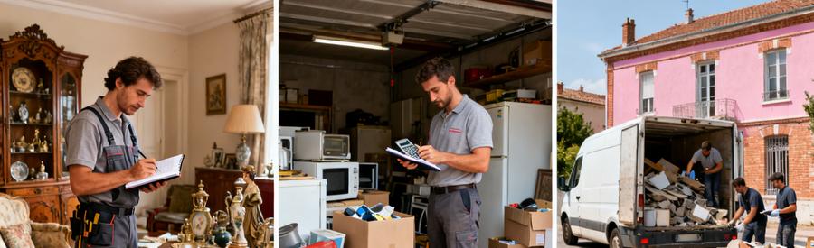 Evaluation Trois Scenarios Debarras Haute Garonne Trois situations d'évaluation de débarras en Haute-Garonne : objets de valeur, biens standards et encombrants sans valeur