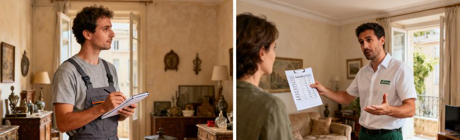 Evaluation Volume Tarification Debarras Avignon Évaluation du volume et calcul des tarifs pour un débarras professionnel dans un logement à Avignon