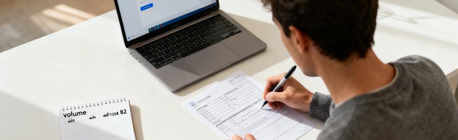 Formulaire Demande Simple Particulier 82 Particulier remplissant formulaire de demande pour service de débarras professionnel dans le département 82