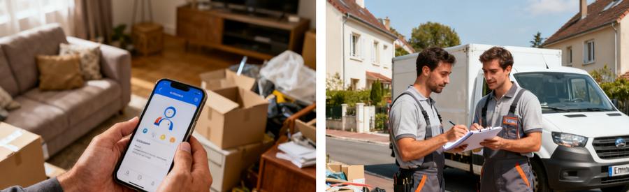 Processus Mise En Relation Professionnels Ermont Processus de mise en relation avec débarrasseurs à Ermont : demande en ligne puis consultation professionnelle