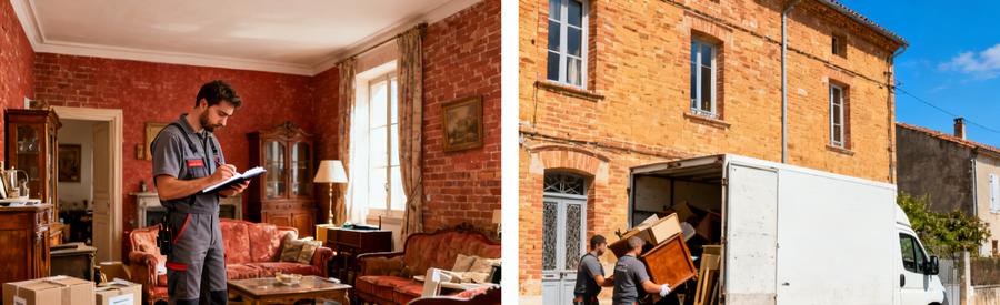 Professionnels Debarras Maisons Briques Tarn Débarrasseurs professionnels intervenant dans maison typique du Tarn avec architecture en briques