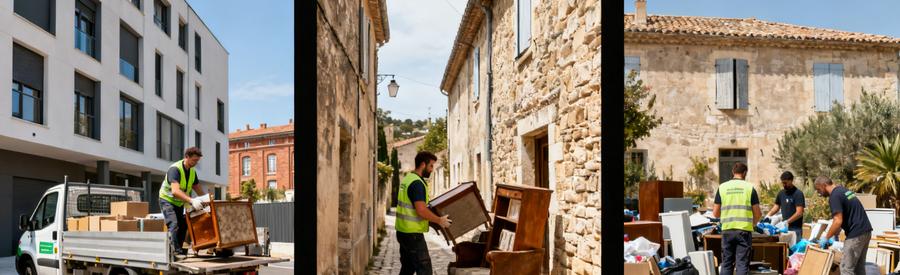 Professionnels Debarras Territoires Occitanie Débarrasseurs professionnels intervenant dans trois types d'habitats typiques de la région Occitanie
