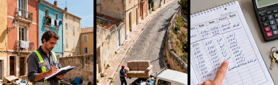 Évaluation tarifaire professionnelle pour débarrasser un logement dans le centre historique de Sète avec contraintes d'accès