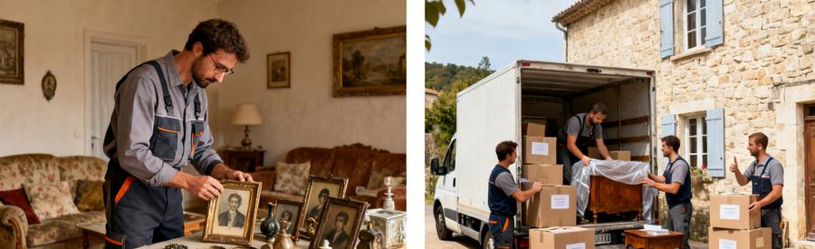 Tri Succession Chargement Maison Familiale 82 Tri minutieux d'objets de succession puis chargement professionnel lors d'un vide-maison familial dans le 82