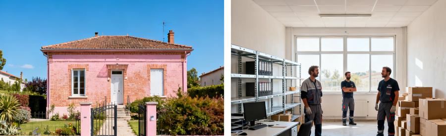 Types Biens Intervention Professionnelle Colomiers Pavillon résidentiel et local professionnel à Colomiers nécessitant une intervention de débarrasseurs qualifiés