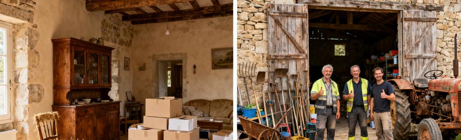 Types Biens Vider Maison Familiale Grange Aveyron Maison familiale aveyronnaise meublée et grange agricole avec matériel à évacuer lors d'une succession