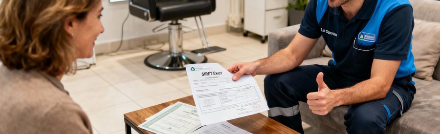 Débarrasseur présentant attestation assurance et SIRET à client La Courneuve pour garantir sérieux prestation