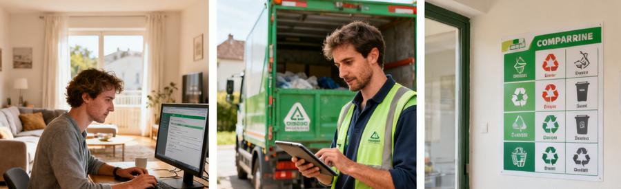 Un utilisateur remplit un formulaire en ligne pour des services de débarras à Bourges et reçoit des propositions de professionnels.