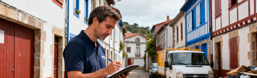 Un professionnel du débarras à Hendaye évalue un espace en tenant compte des contraintes logistiques.