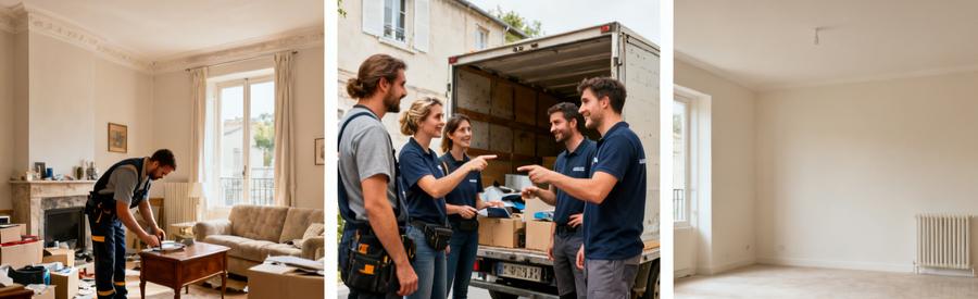 Débarras à Saint-Nazaire : évaluations, chargement et espace dégagé dans un salon après intervention.