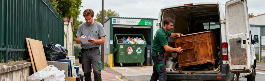 Débarras professionnel à Amiens, respectant la réglementation sur le traitement des déchets, montrant des salariés en action.