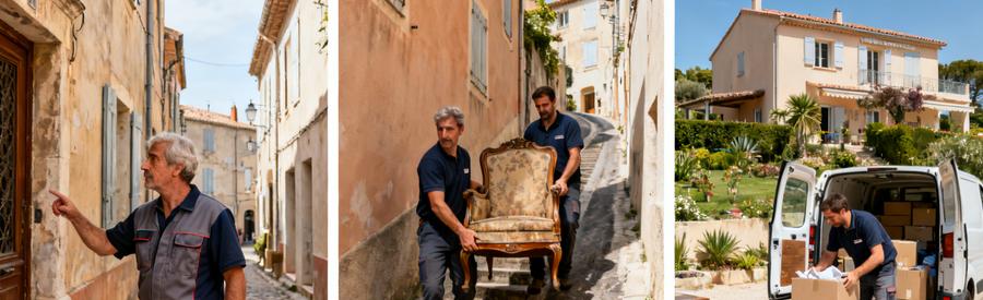Débarras à Sanary-sur-Mer, évaluations et transport dans le centre historique et villas environnantes.