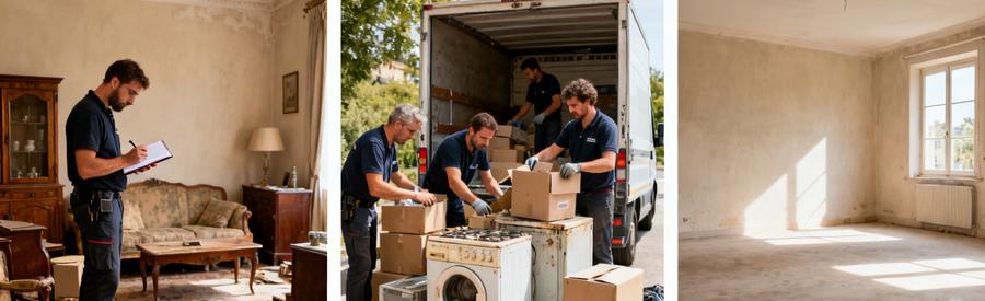 Professionnels du débarras à Villefranche-sur-Saône, tri et évaluation des objets avant intervention.