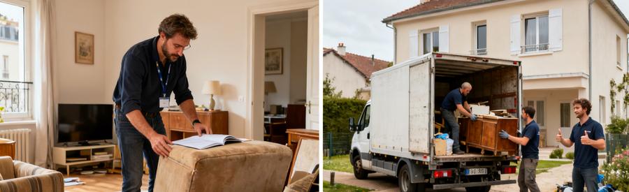 Comparaison entre un débarras d'appartement et un vide-maison à Palaiseau.