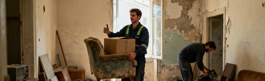 Des professionnels du débarras à Agen vident un appartement T3 encombré avec efficacité et rapidité.