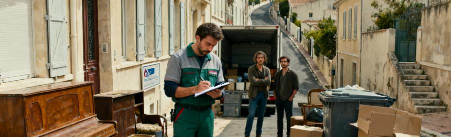 Un débarrasseur professionnel inspectant une maison dans le 16ème arrondissement de Marseille, avec des objets à évacuer.