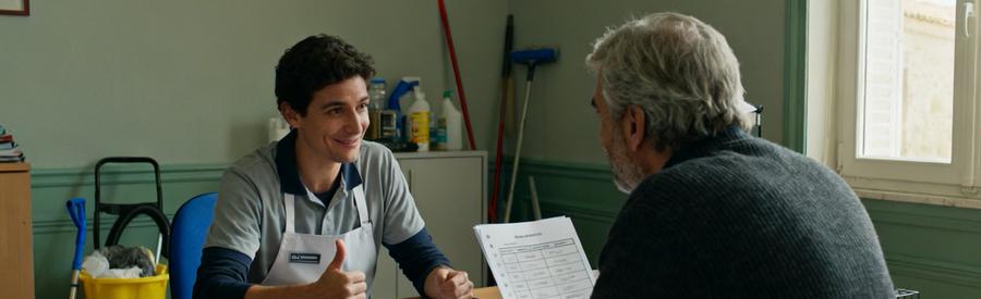 Un professionnel de débarras en Lot-et-Garonne discute avec un client pour préparer un projet de débarrassage.