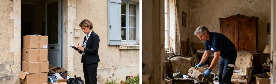 Débarras dans le Doubs : professionnels s'occupant de vider une maison après un départ inopiné et un décès.