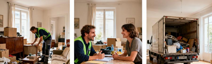 Débarras à La Garde, comparaison de services avec un professionnel et un salon vidé.
