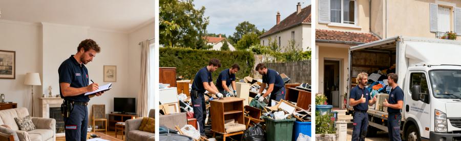 Intervention de débarras à Rodez, avec évaluation, tri sélectif et chargement d’objets dans un camion.