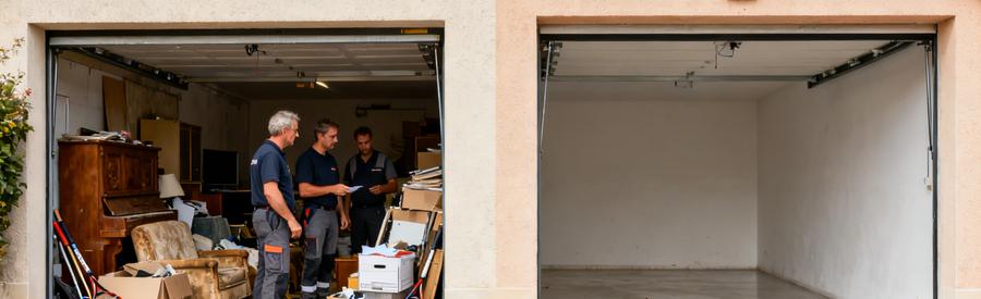 Débarras de garage à Cugnaux montrant avant et après le nettoyage de l'espace.