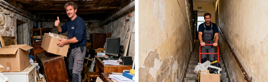 Débarras d'une maison et d'un appartement à Saint-Étienne, illustrant différents contextes de débarras.