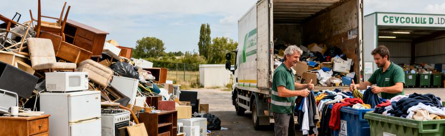 Professionnels du débarras triant objets et meubles à recycler en Charente pour une approche éco-responsable.