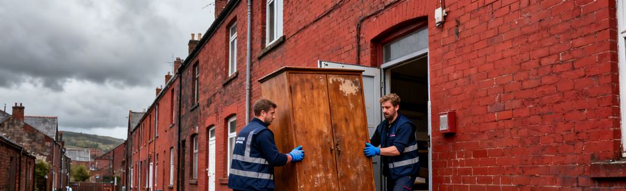 débarras lens professionnel devant maison en brique