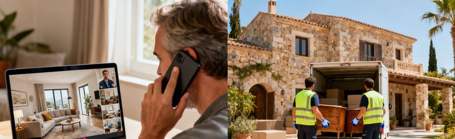 Proprietaire suivant a distance le vidage de sa residence secondaire par des professionnels