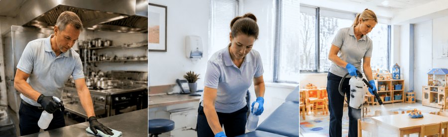 locaux nécessitant une désinfection : restauration, cabinet médical, crèche